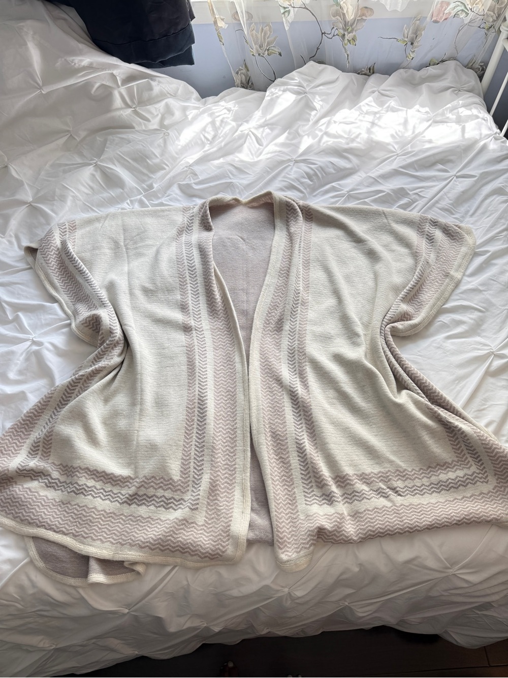 Cream Open-Front Women's Knit Sweater Cardigan Throw over Poncho Beige Turkish